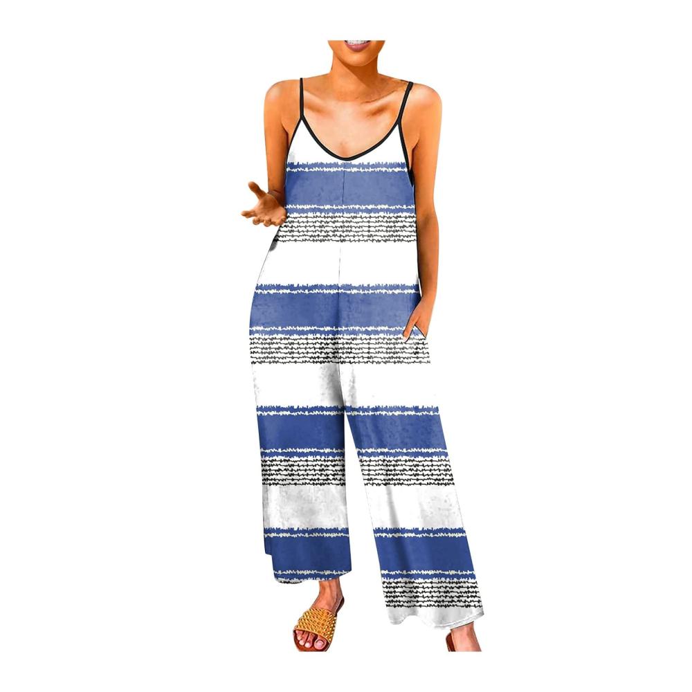 02-blau Damen Jumpsuit Latzhosen Sommer