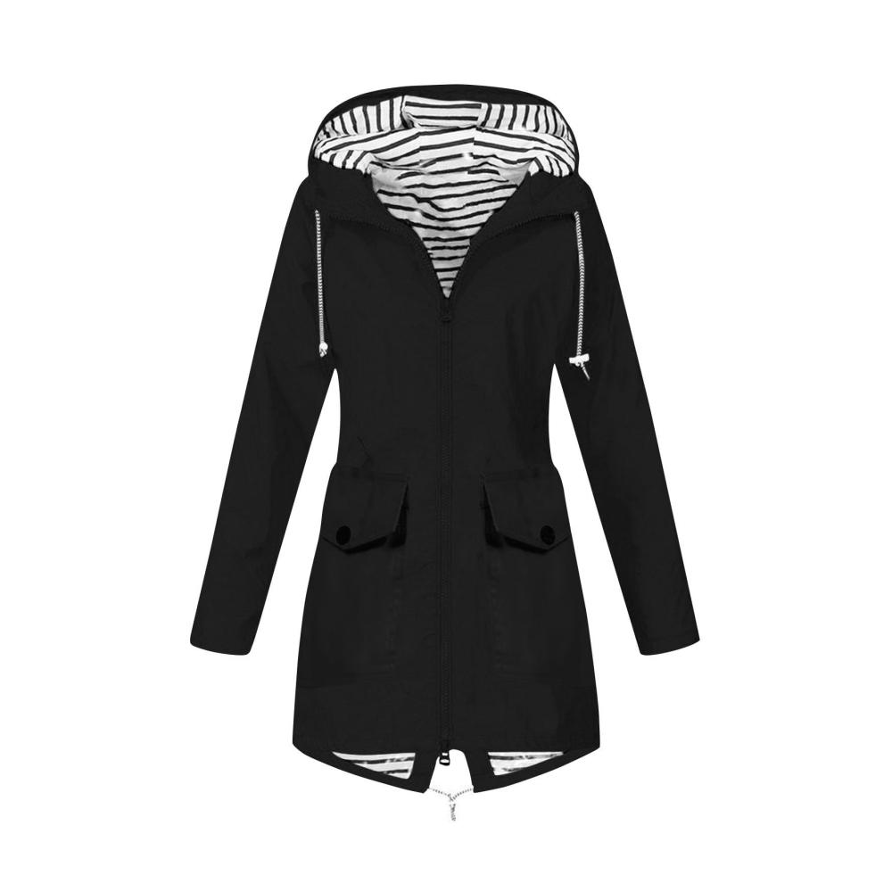 03-Schwarz Damen Regenjacke Wasserdicht