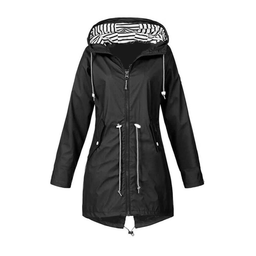 01-schwarz Damen Regenjacke Wasserdicht