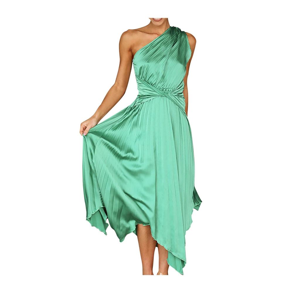 01grün Damen Elegant Strickkleid