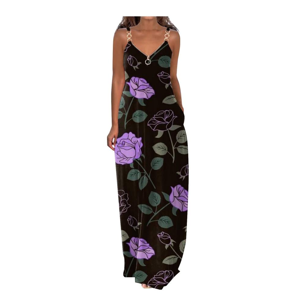 02-lila Sommerkleid Damen Lang