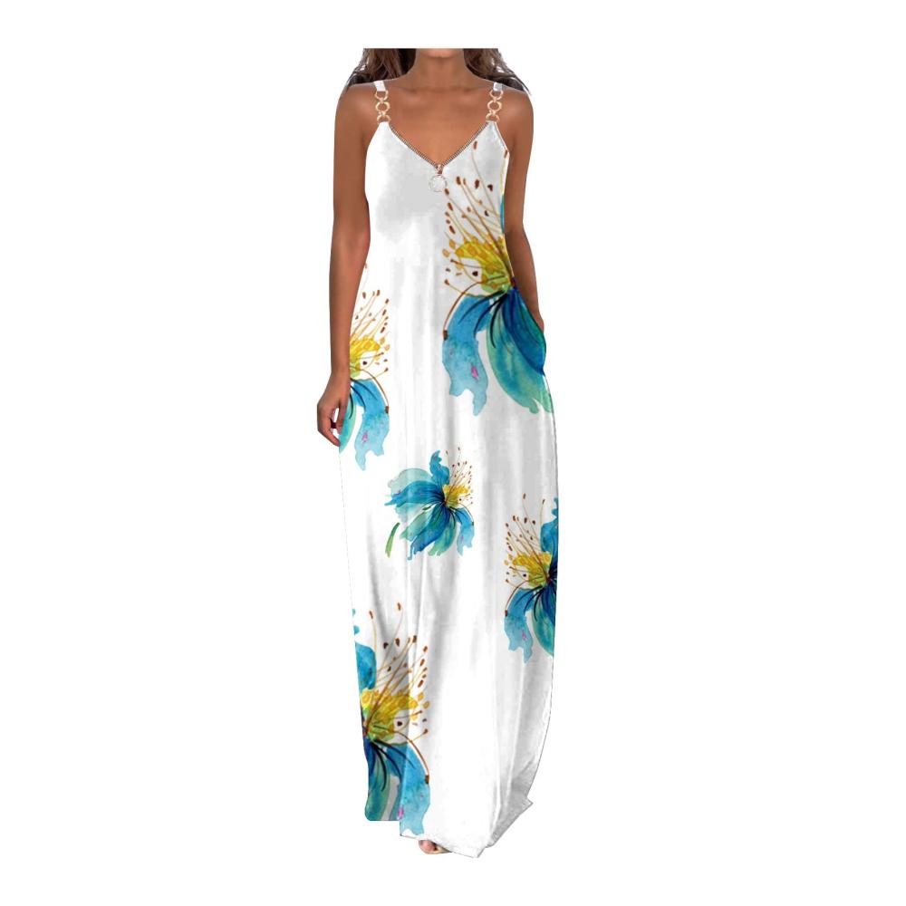 01-weiß Sommerkleid Damen Lang