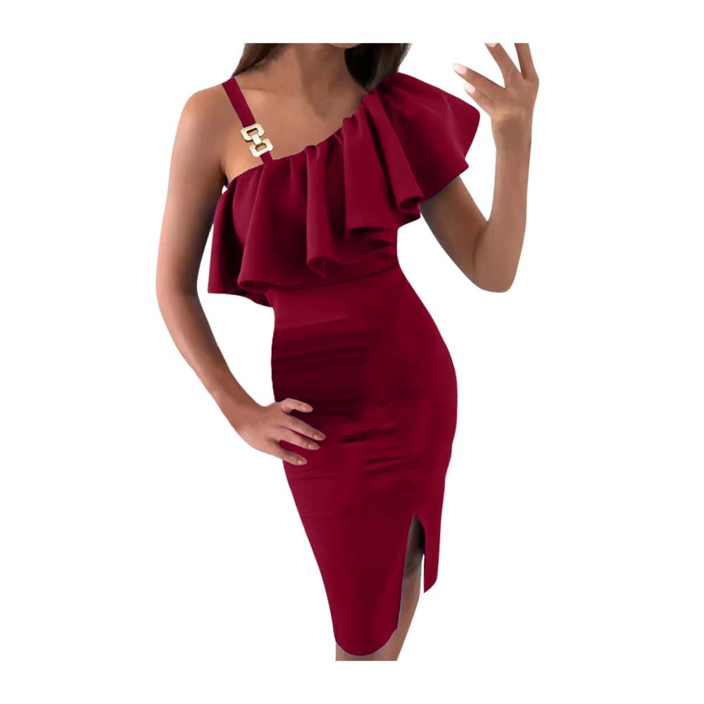 01weinrot Kleid Damen Partykleid Kleider