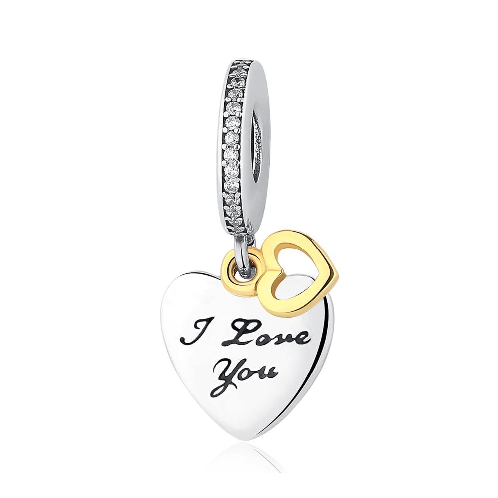 I Love You Double Heart Charm