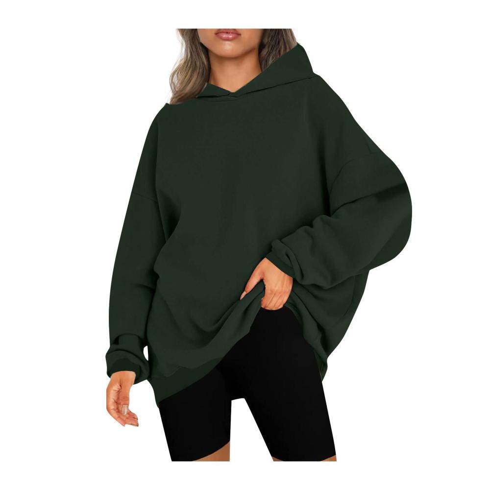 01 Dunkelgrün Kapuzenpullover Damen