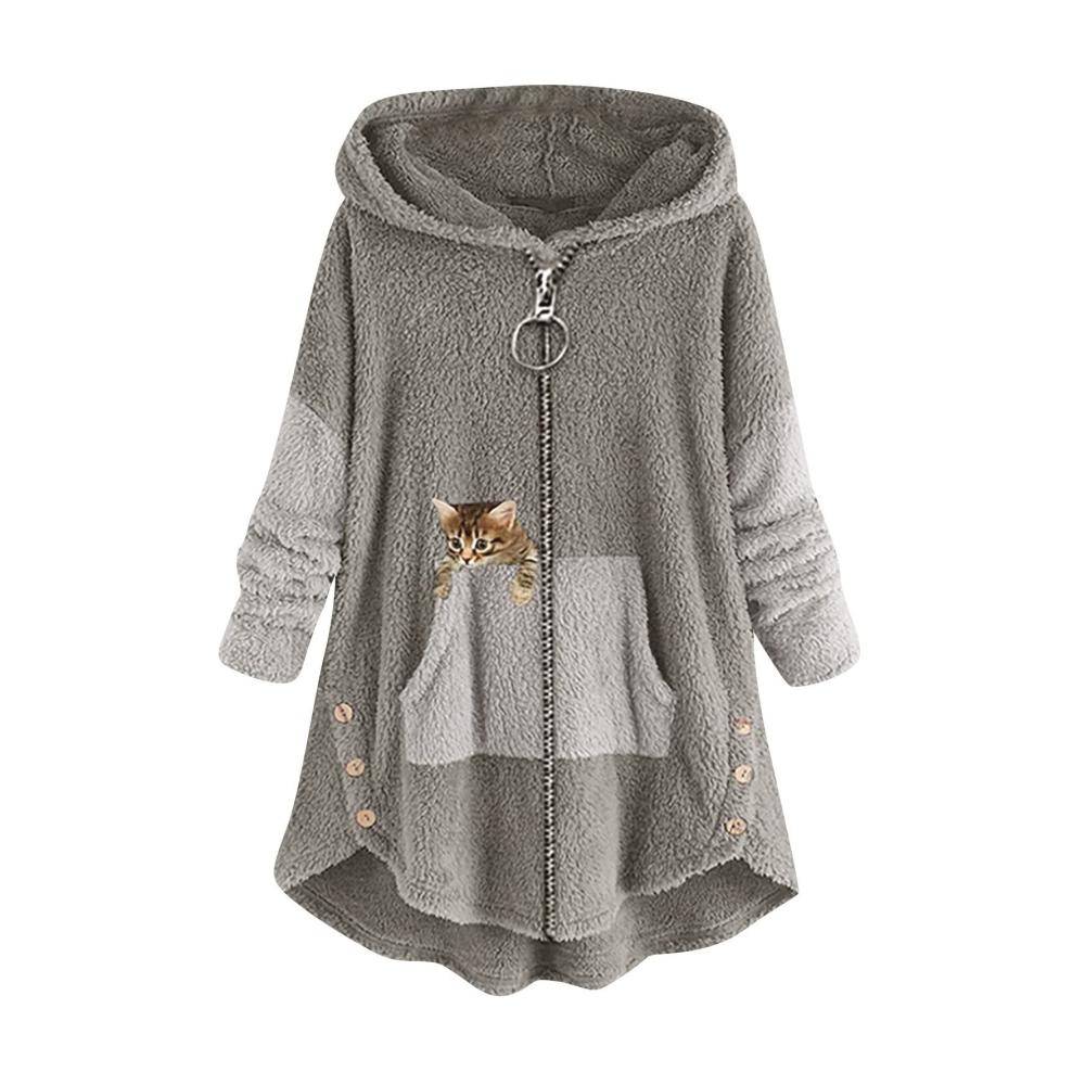 01 Grau Kapuzenpullover Damen