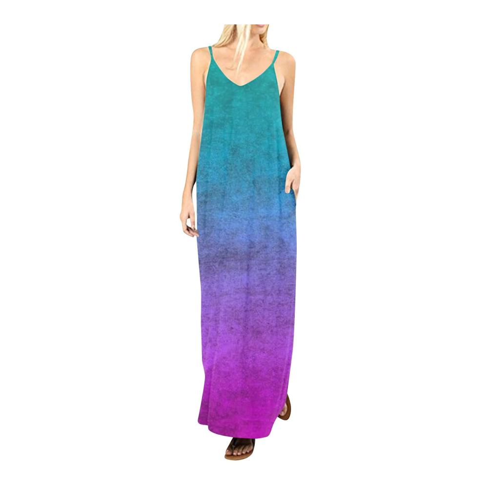 03-himmelblau Sommerkleid Damen Lang