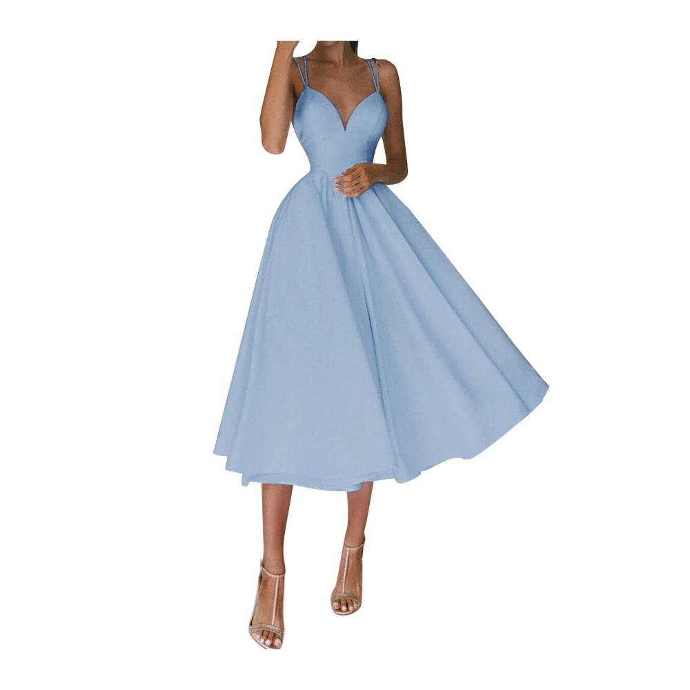 01blau Kleid Damen Partykleid Kleider