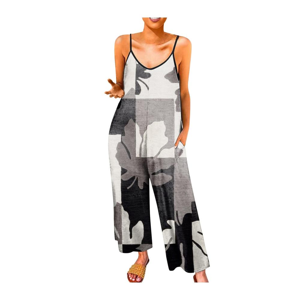 02-dunkelgrau Damen Jumpsuit Latzhosen Sommer