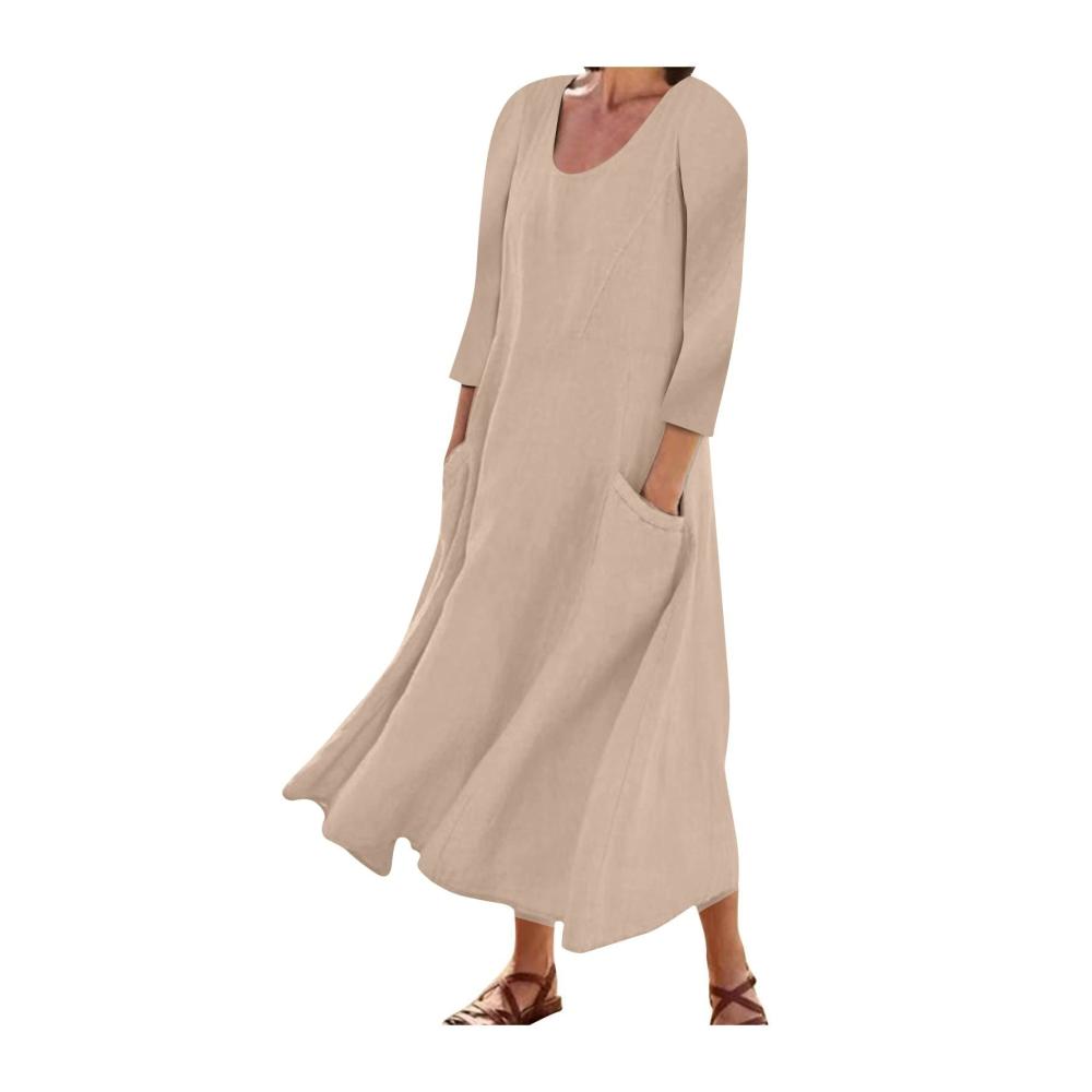 03-khaki Sommerkleid Damen Lang