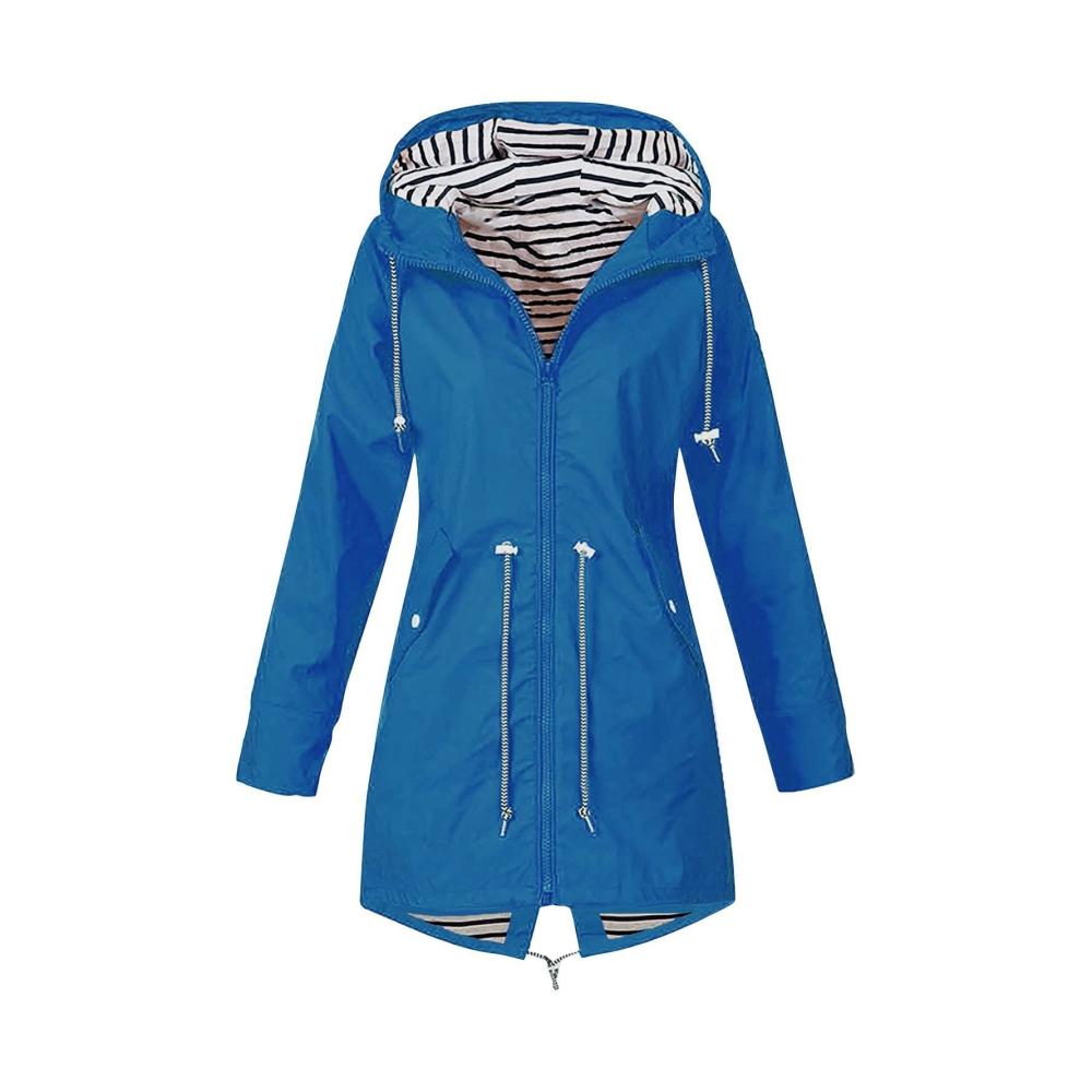 02-Blau Damen Regenjacke Wasserdicht