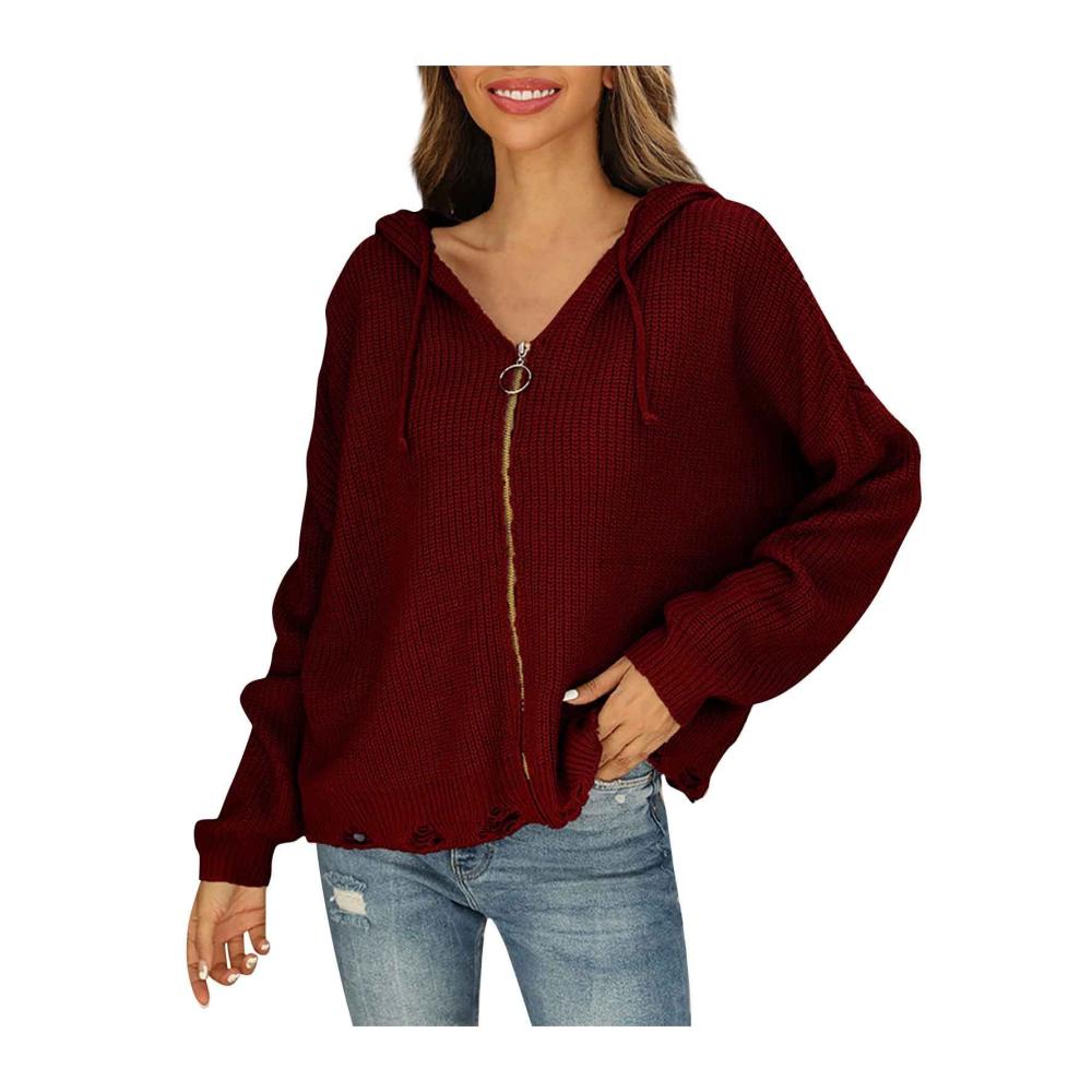 01 Weinrot Kapuzenpullover Damen
