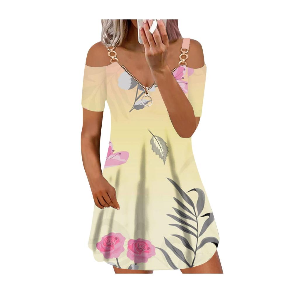 03-beige Sommerkleider Damen