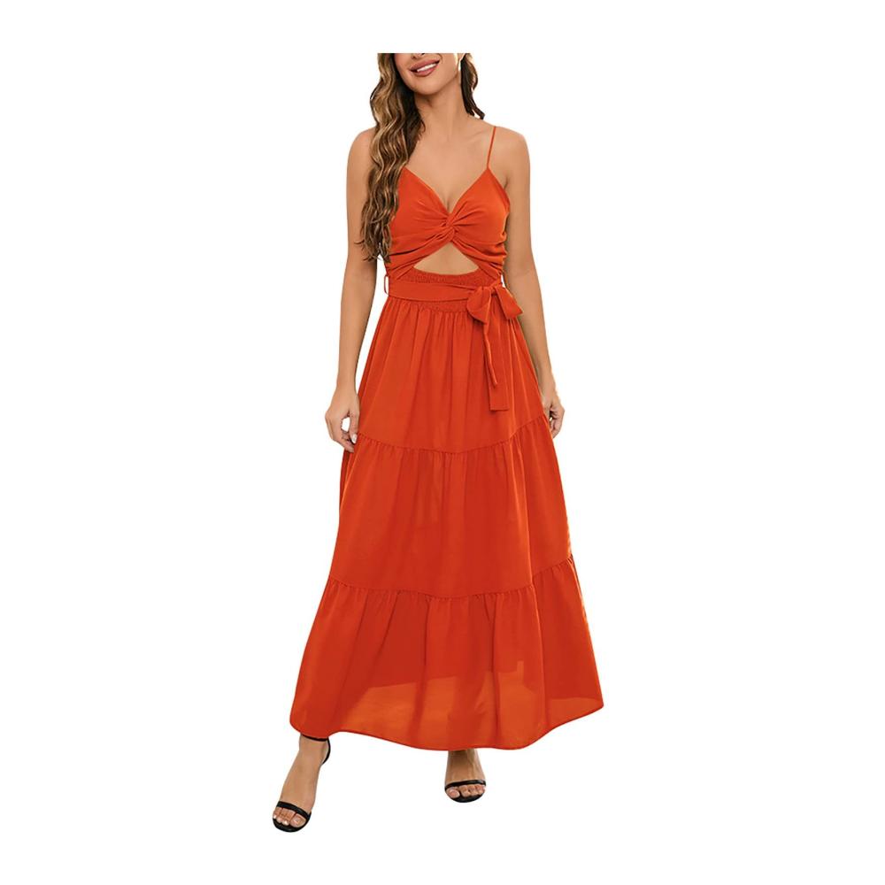 02-orange Damen Sommerkleider