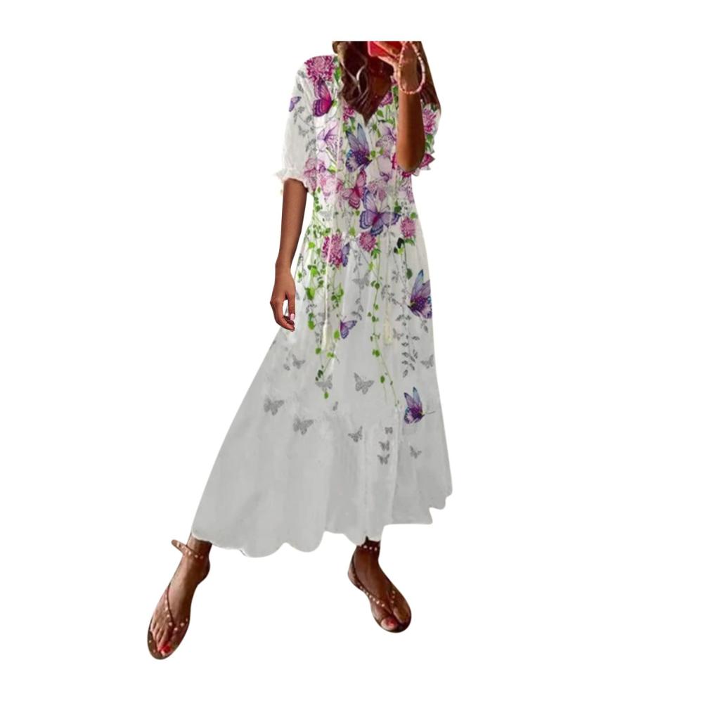 01-lila Sommerkleid Damen Lang