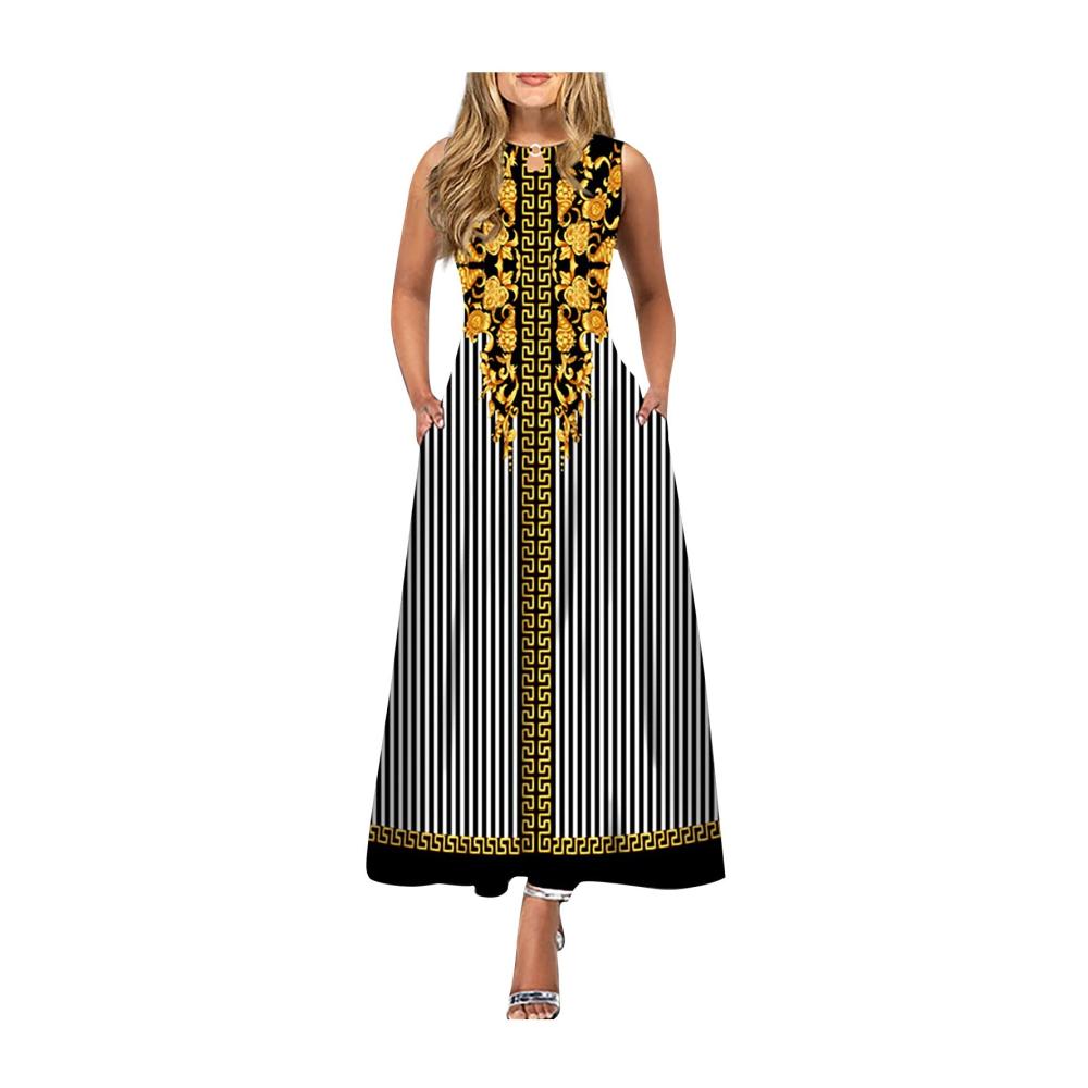 04-dunkelgrau Sommerkleid Damen Lang