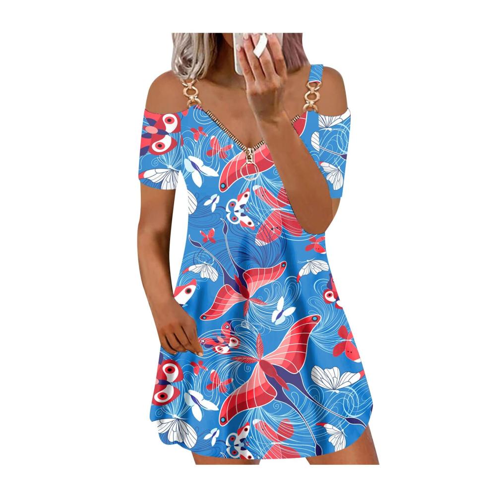 02-blau Sommerkleider Damen