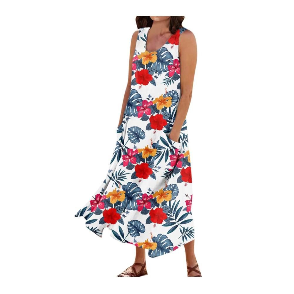 07-rot Sommerkleid Damen Lang