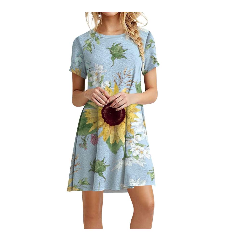 03-hellblau Damen Sommerkleider