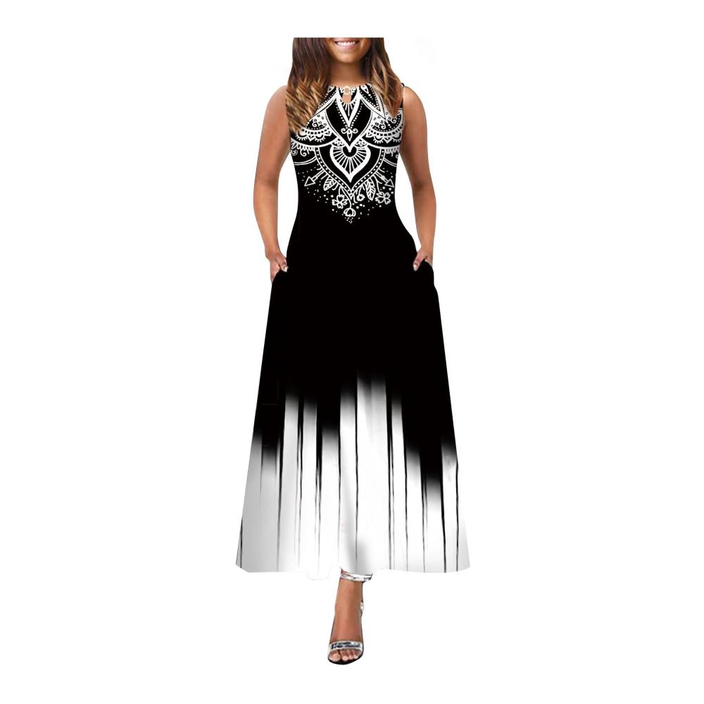 01-weiß Sommerkleid Damen Lang