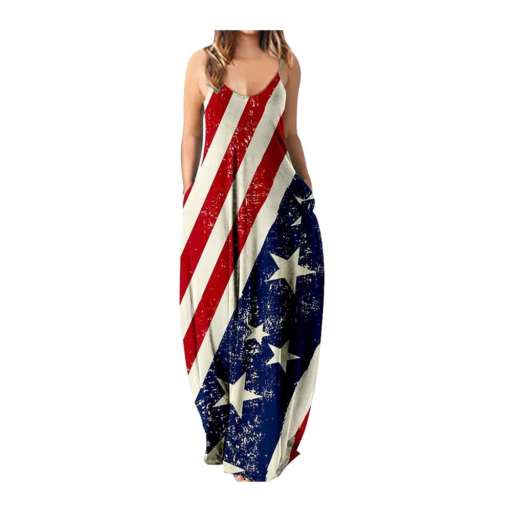 04-blau Sommerkleid Damen Lang