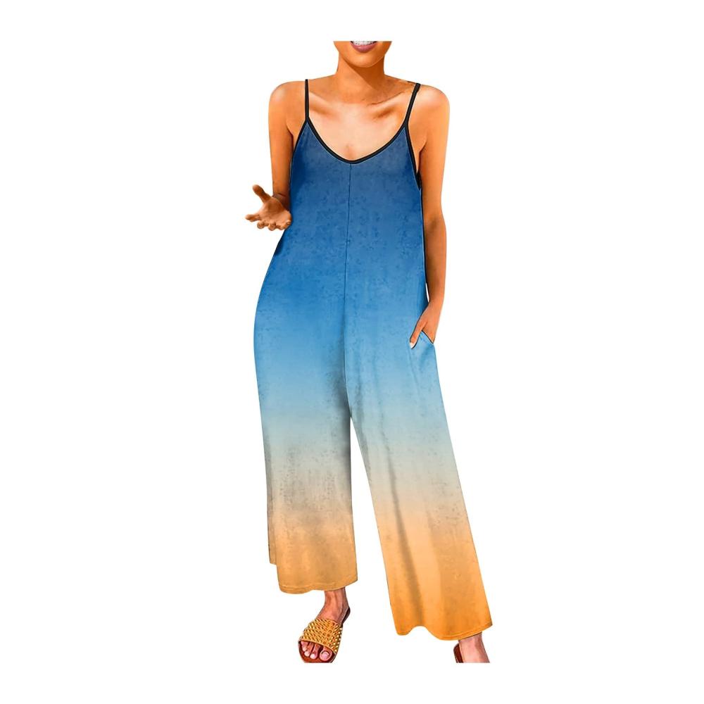 02-blau Damen Jumpsuit Latzhosen Sommer