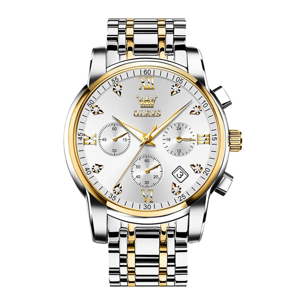 Silver Band Gold Case Silver Dial