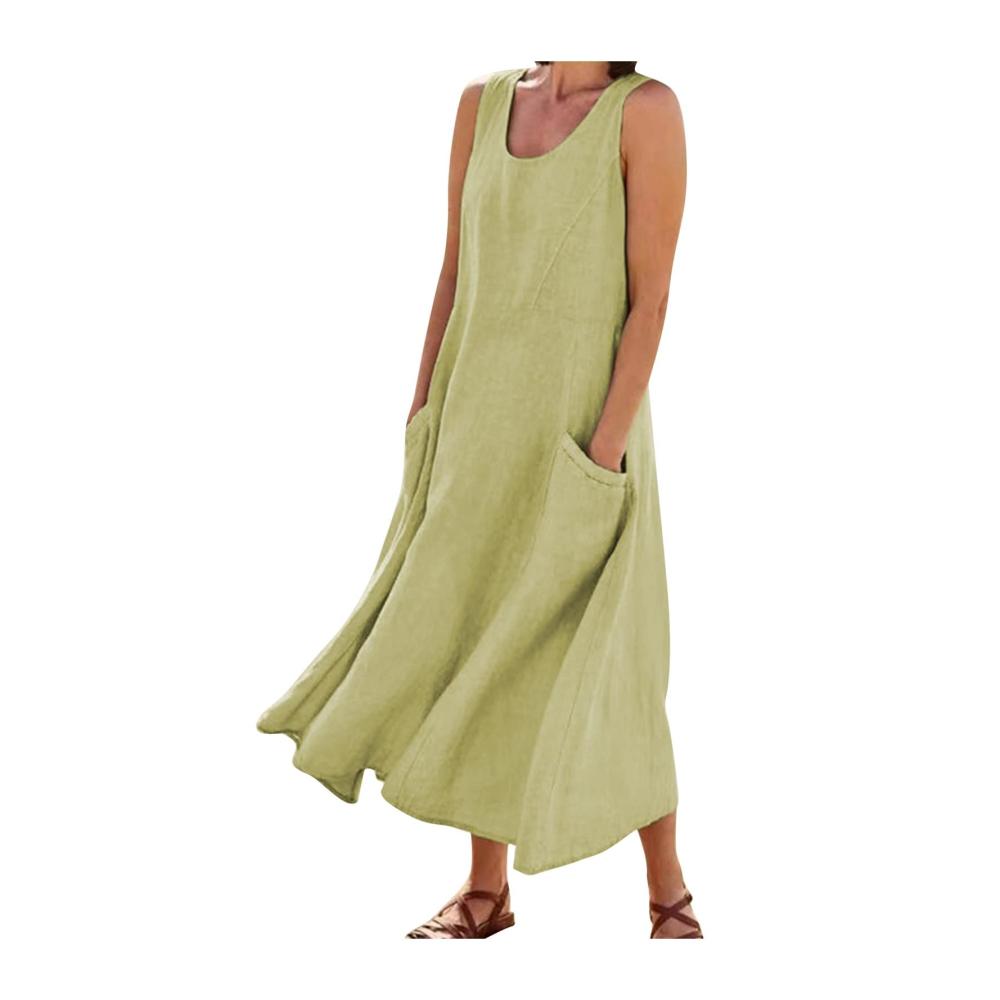 01-grün Sommerkleid Damen Lang
