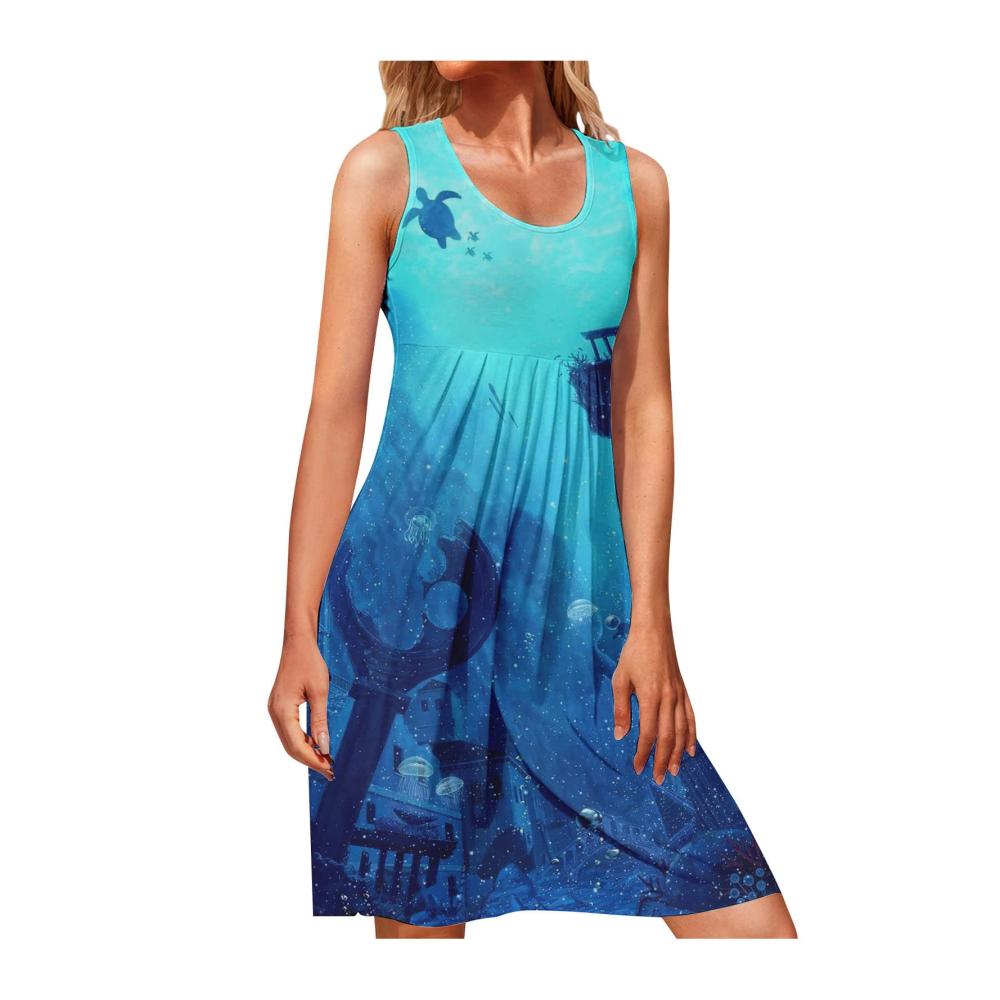 01-hellblau Damen Sommerkleider