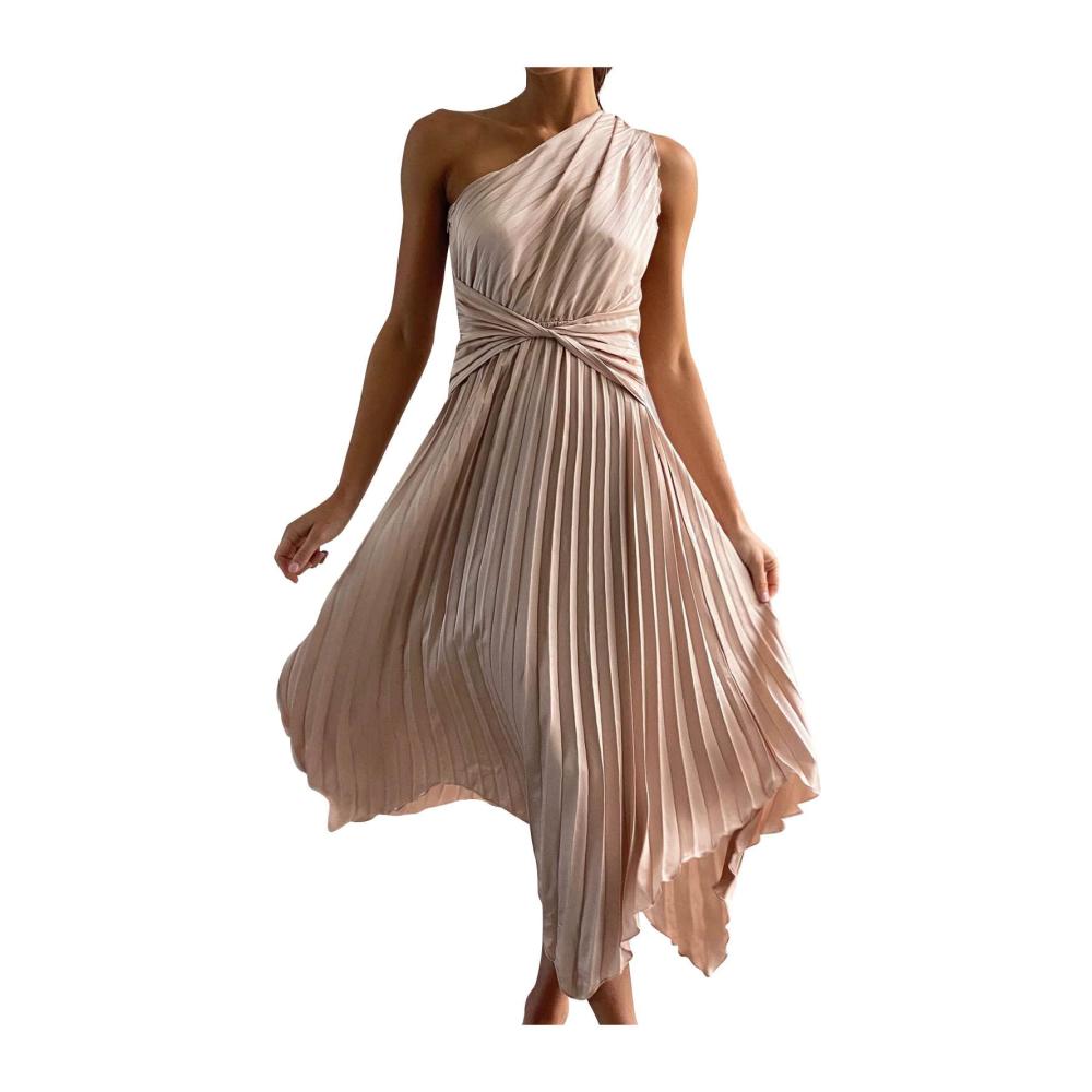 01beige Damen Elegant Strickkleid