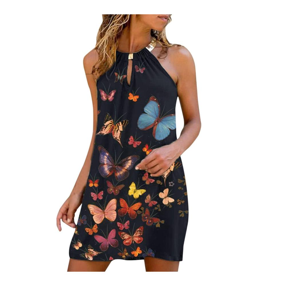01-schwarz Sommerkleider Damen