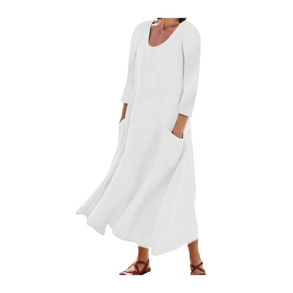 03-weiß Sommerkleid Damen Lang