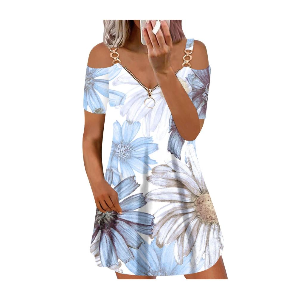 02-hellblau Sommerkleider Damen
