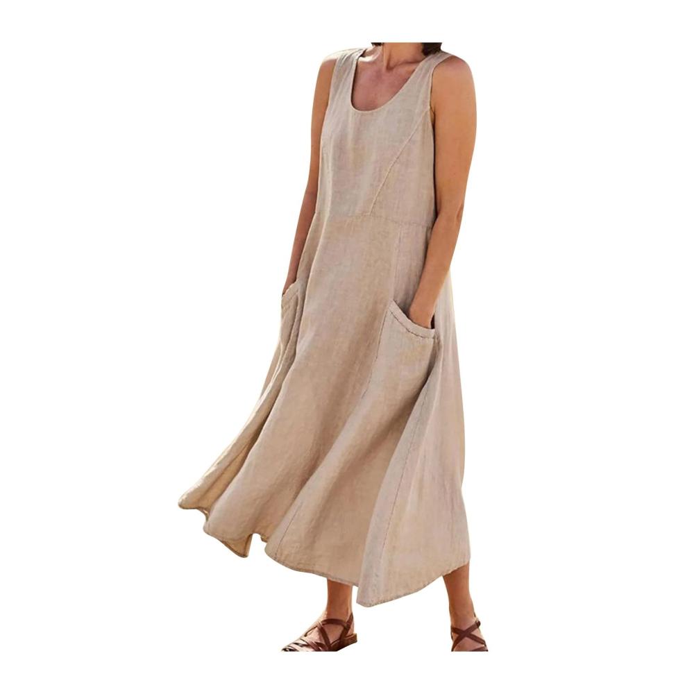 01-khaki Sommerkleid Damen Lang