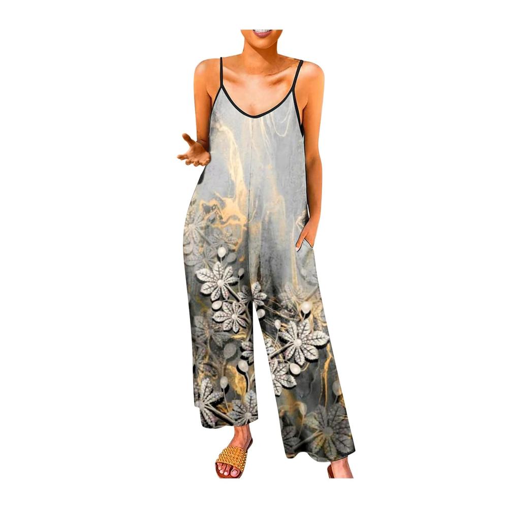 04-grau Damen Jumpsuit Latzhosen Sommer