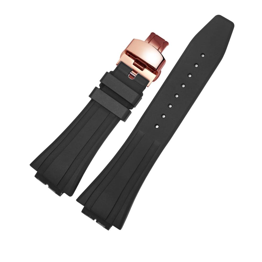Schwarzes Armband Rosenschnalle