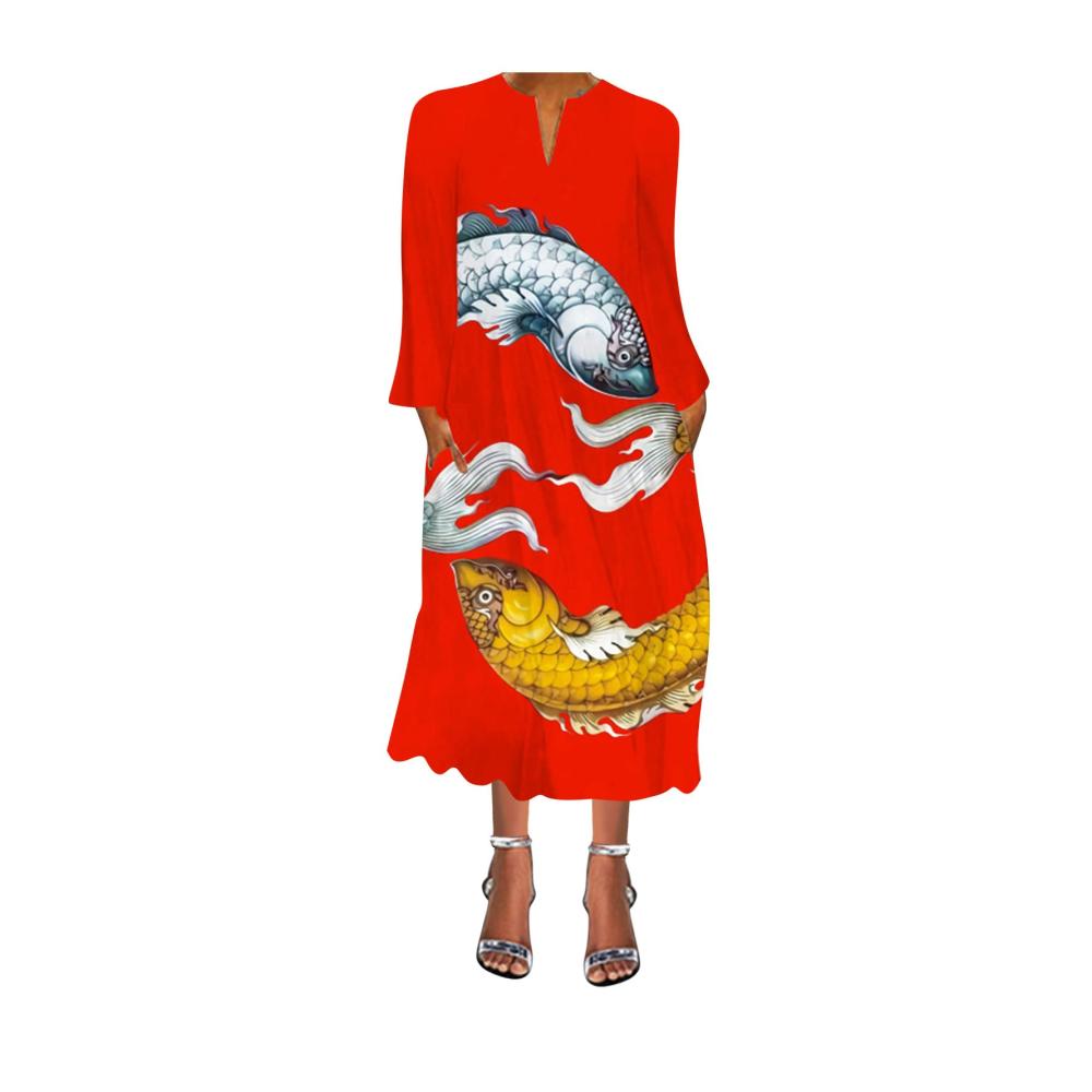 01-rot Sommerkleid Damen Lang
