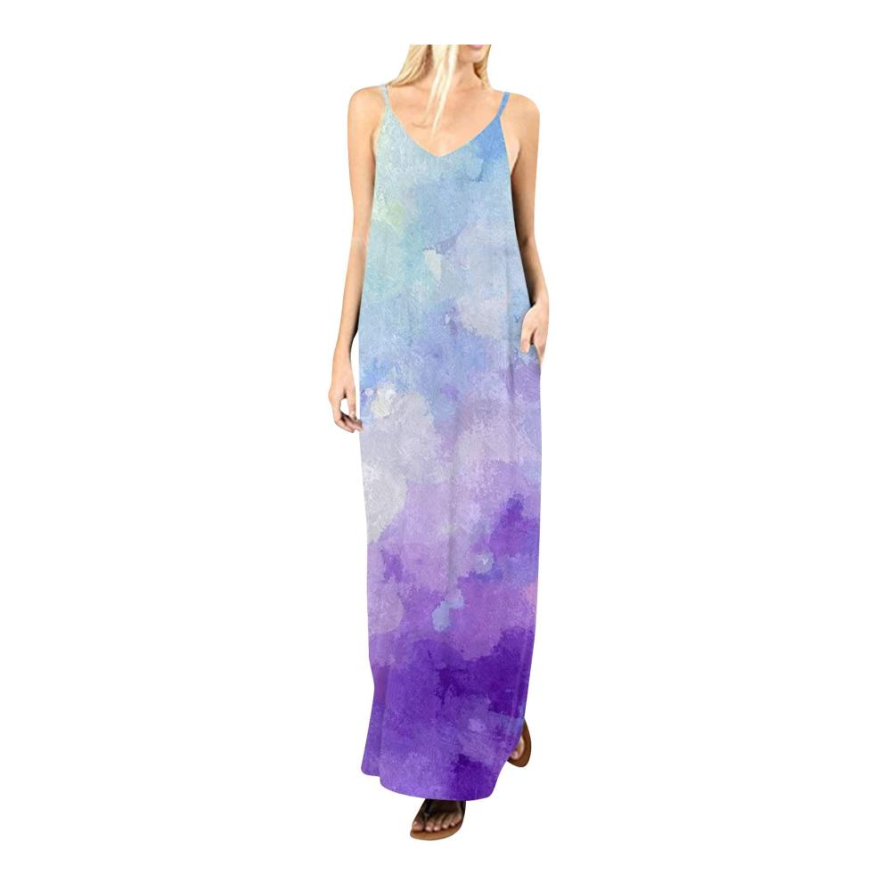 02-lila Sommerkleid Damen Lang