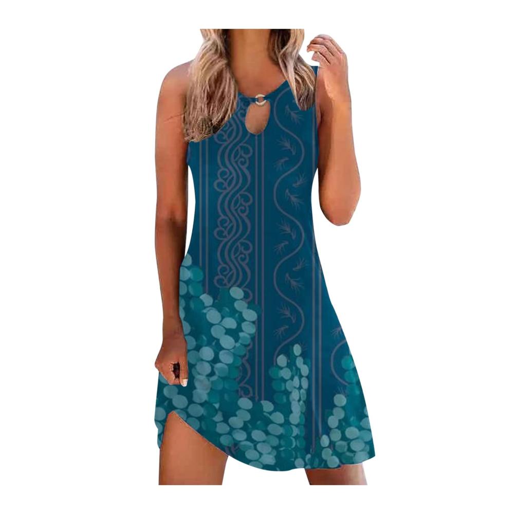 03-blau Sommerkleider Damen