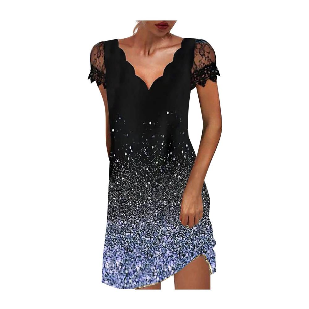 05-blau Sommerkleider Damen