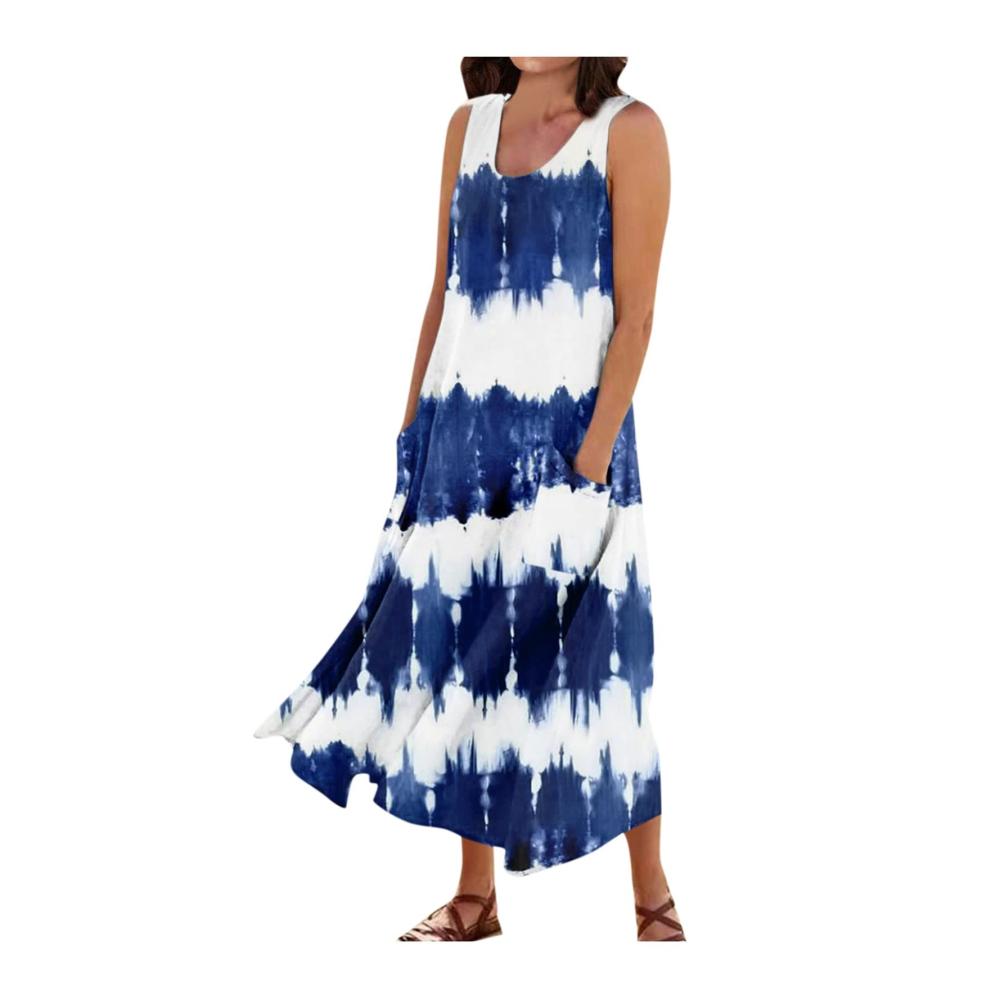 05-königsblau Sommerkleid Damen Lang
