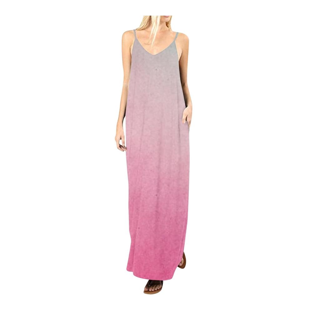 02-rosa Sommerkleid Damen Lang