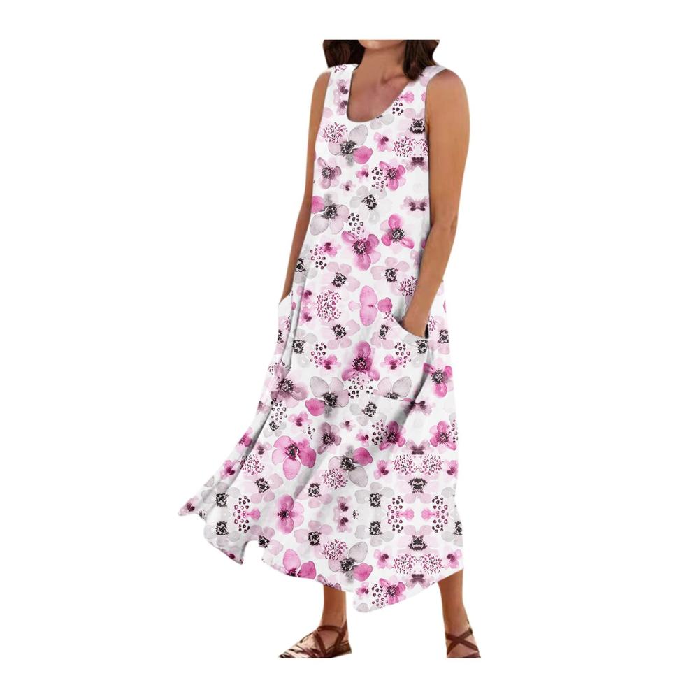 06-rosa Sommerkleid Damen Lang
