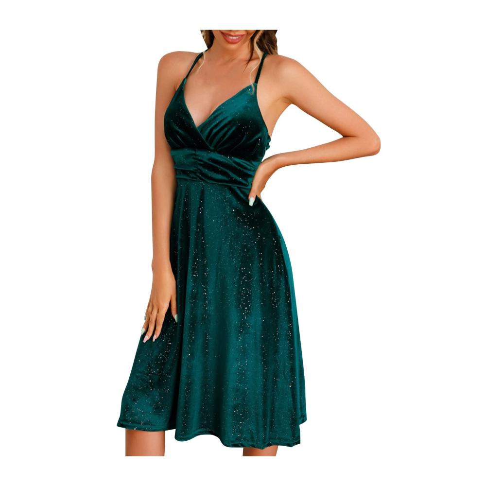 01dunkelgrün Damen Elegant Strickkleid