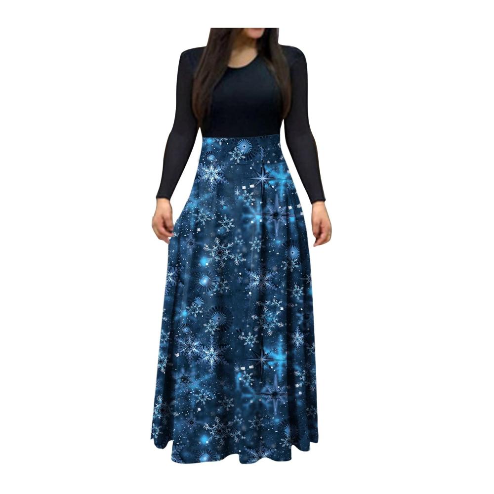 01-blau Weihnachtskleid Damen