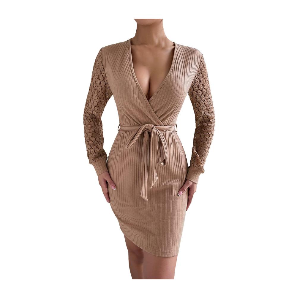 01khaki Kleid Damen Partykleid Kleider