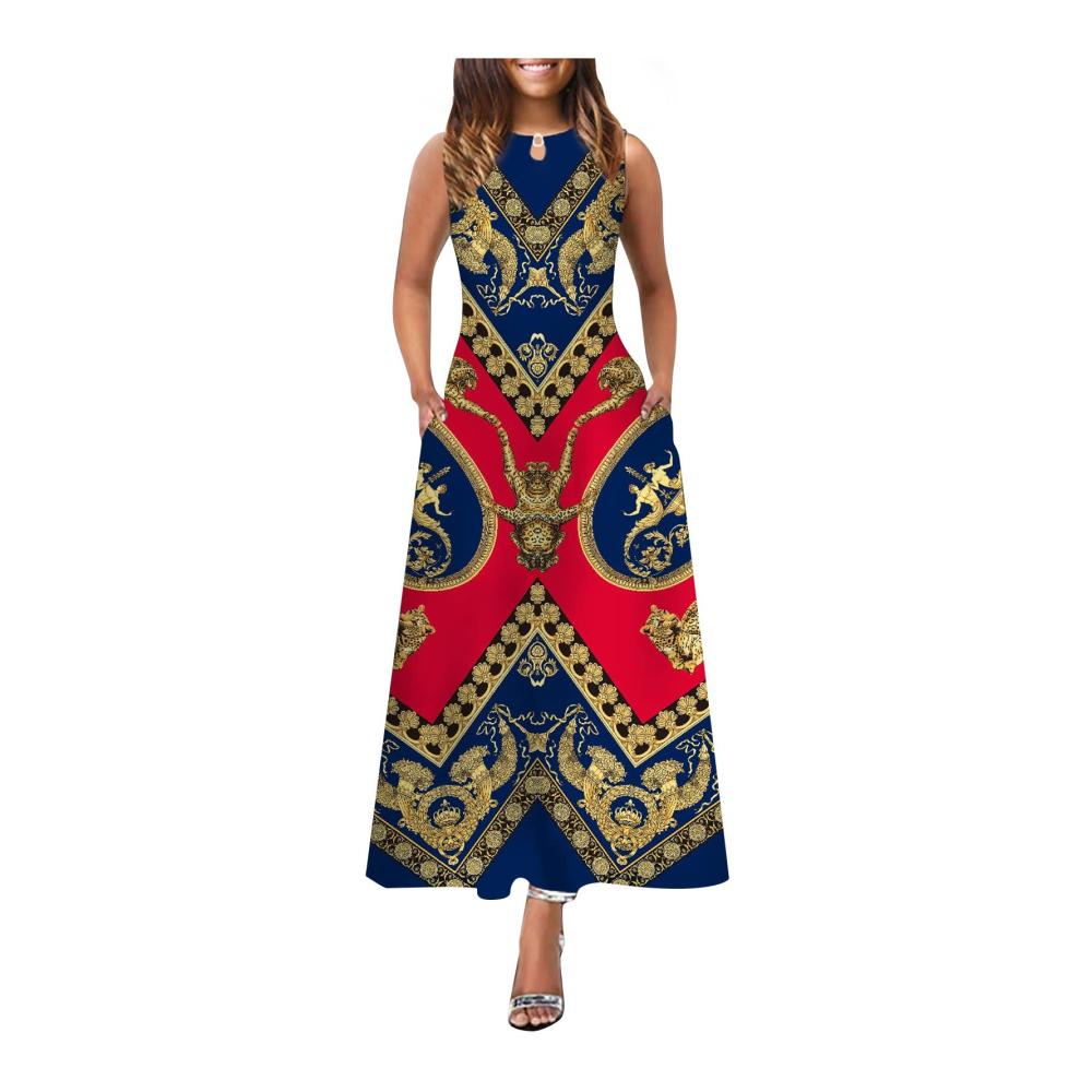 02-rot Sommerkleid Damen Lang