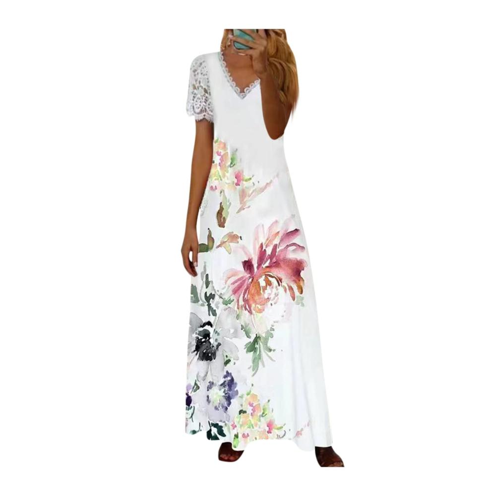 02-pink Sommerkleid Damen Lang