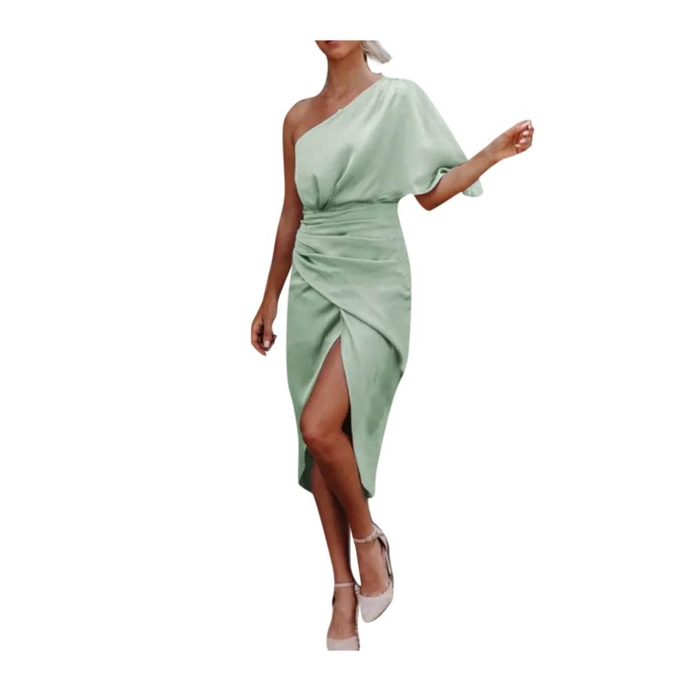 02minzgrün Damen Elegant Strickkleid