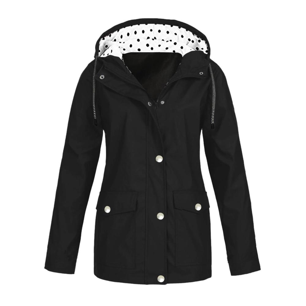01-Schwarz Damen Regenjacke Wasserdicht Atmungsaktiv